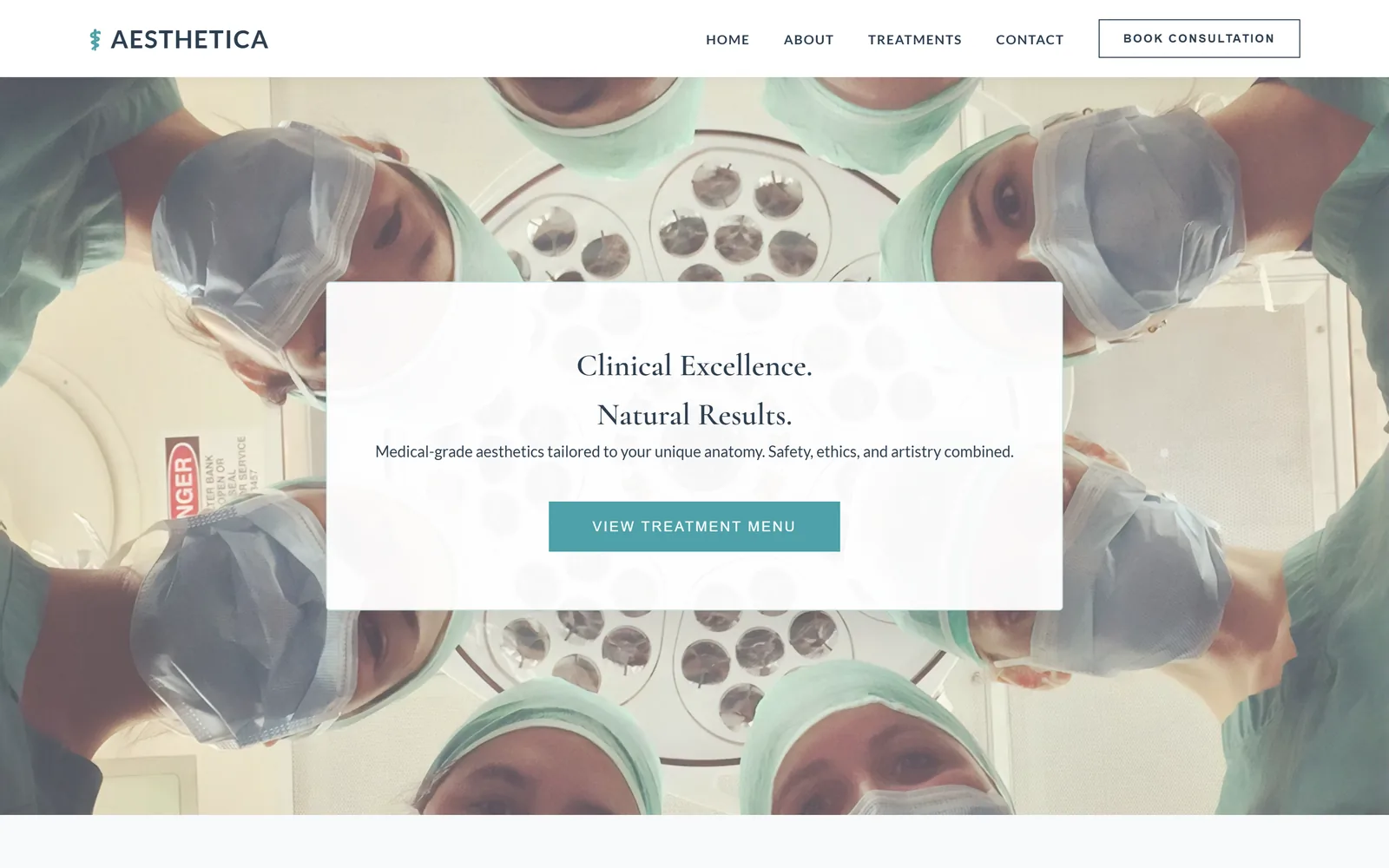 Aesthetica clinic website design — appointment booking and treatment pages