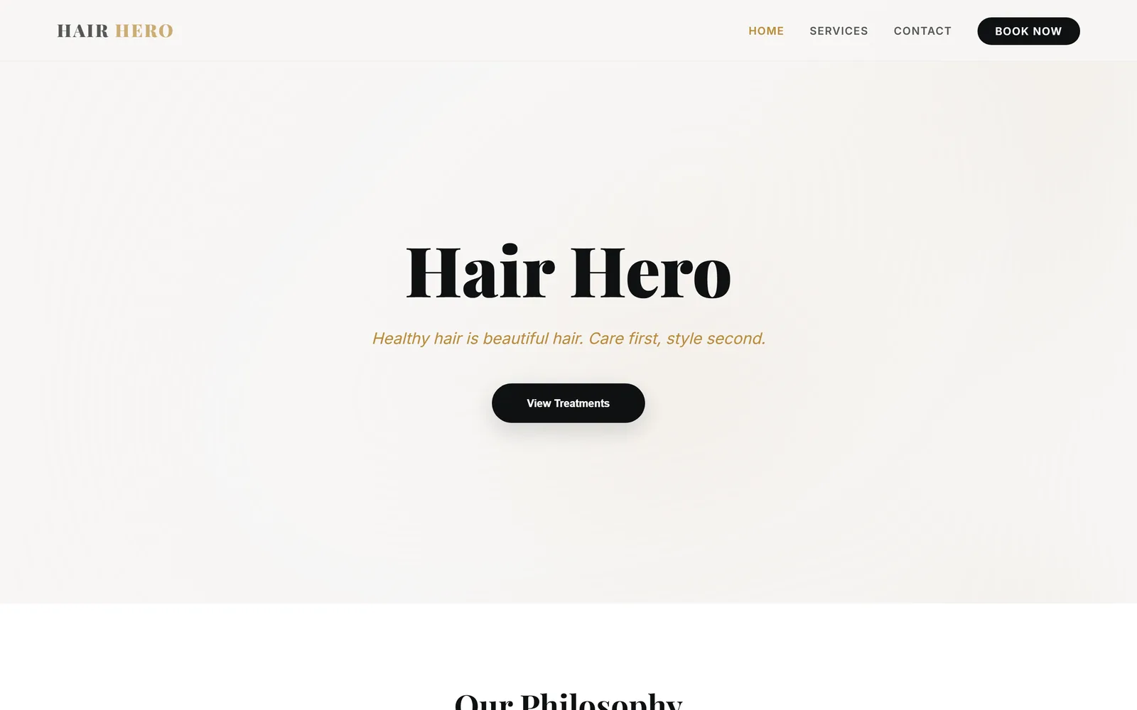 Hair Hero local business website design with online booking