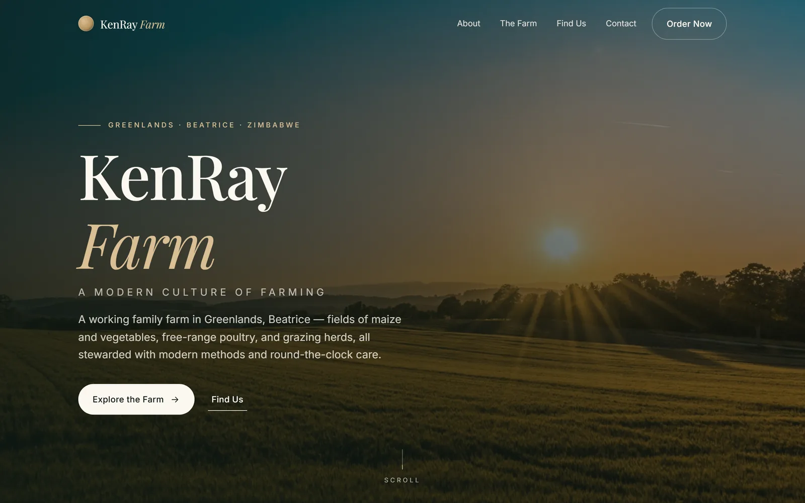 KenRay Farm website — Zimbabwe working farm with fresh produce, livestock and online ordering